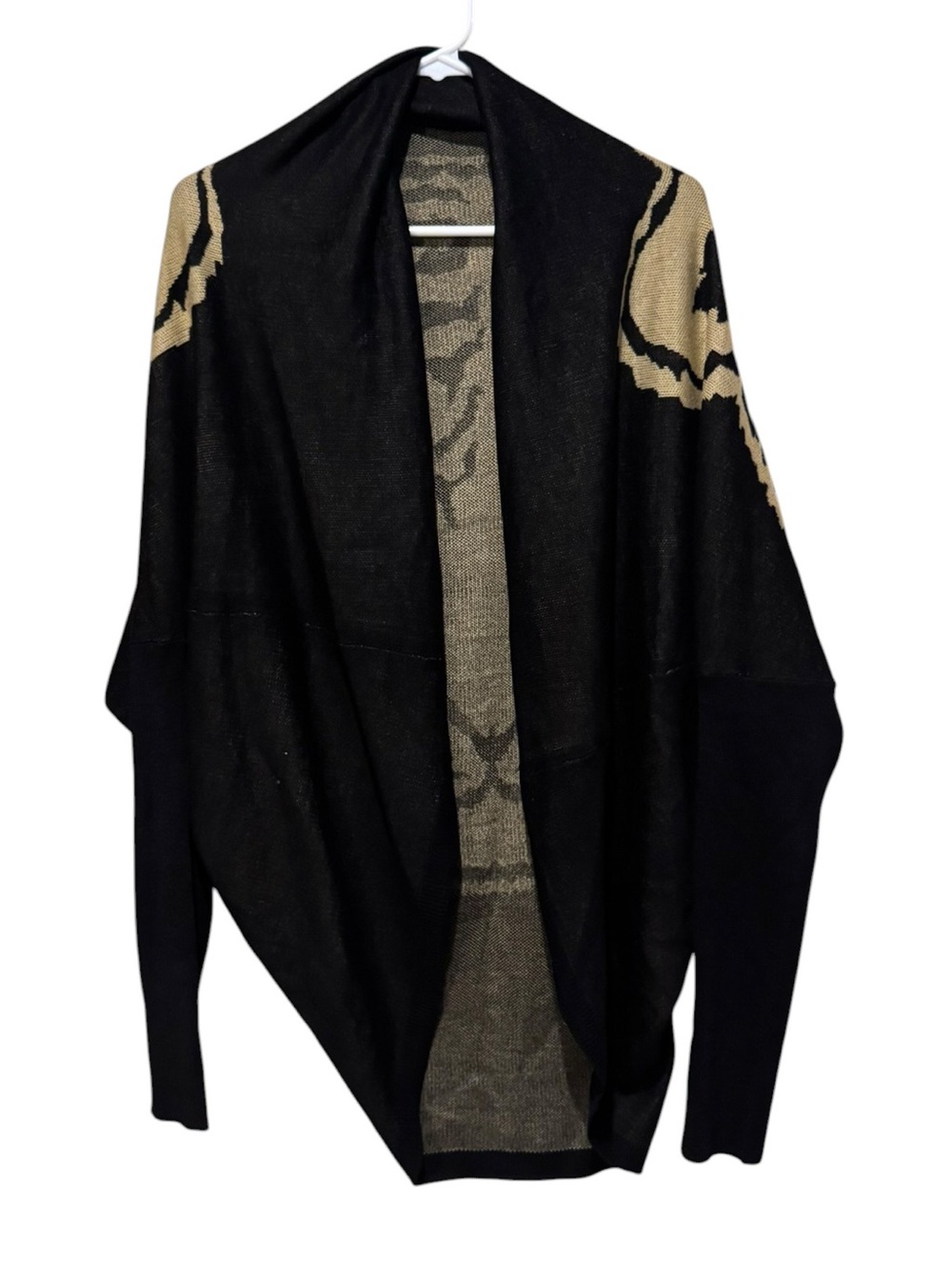 Active USA Black Sweater Wrap with Tan Accents